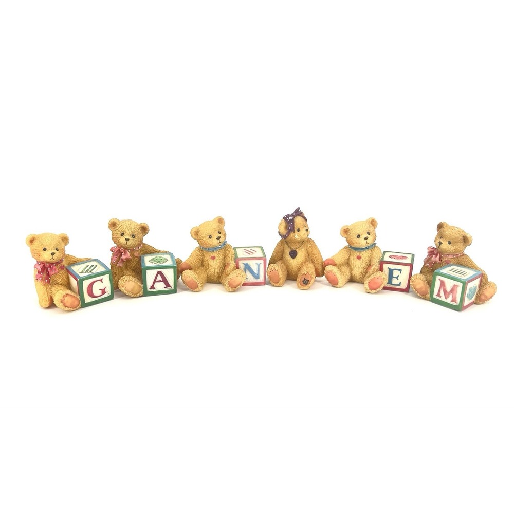 Enesco Cherised Teddies Vintage 1995 Priscilla Hillman Lot of 6 Figurines Letter